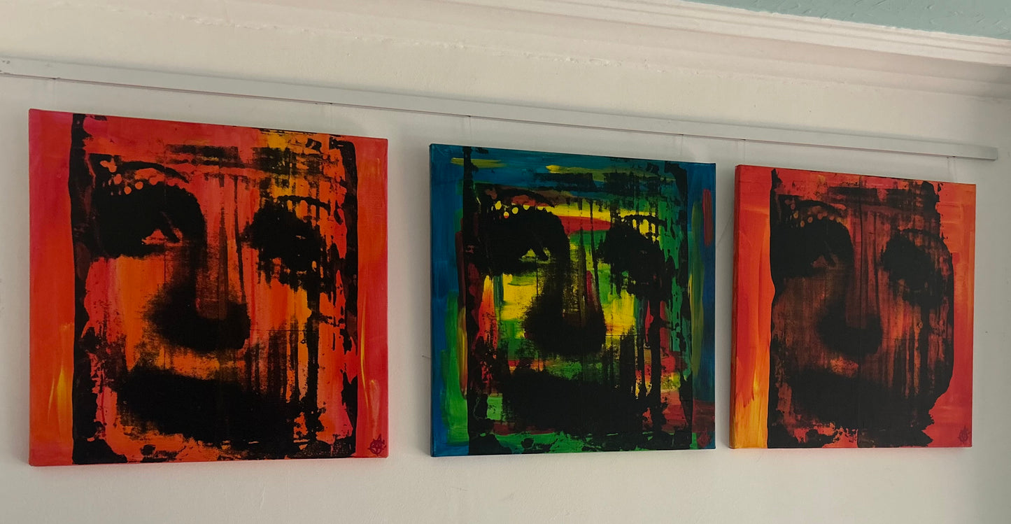 regrette rien (regret nothing) Tryptich Screen prints by Mark Fraser